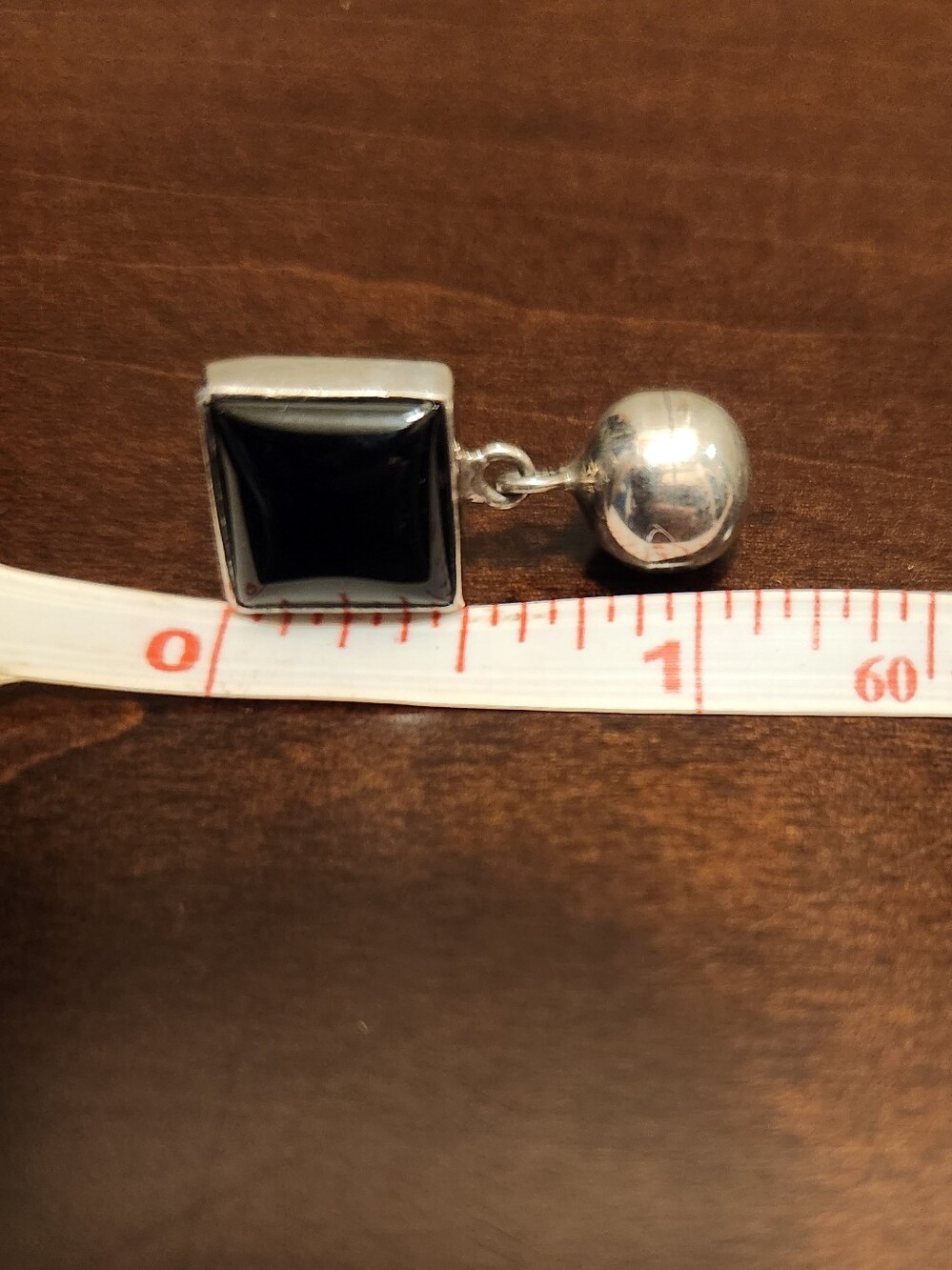 Handmade Sterling Silver 925 Onyx Abd Silver Ball Stud Dangle Earrings - Picture 7 of 8
